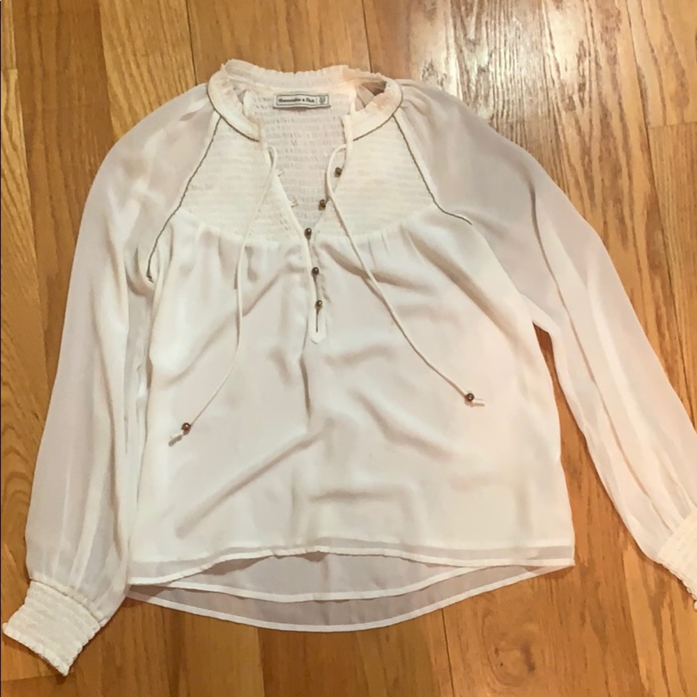 abercrombie and fitch white long sleeve blouse